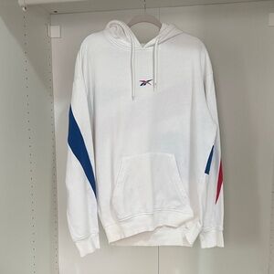 Reebok White Hoodie with Blue and Red Details